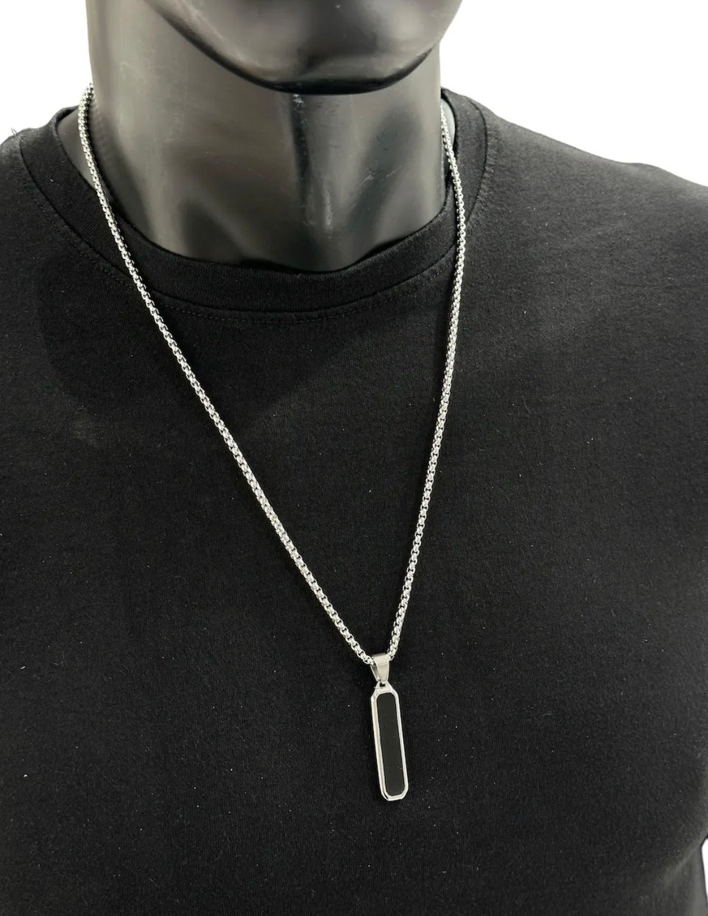 Collier homme acier inoxydable pendentif noir ÉLINE L’ATELIER