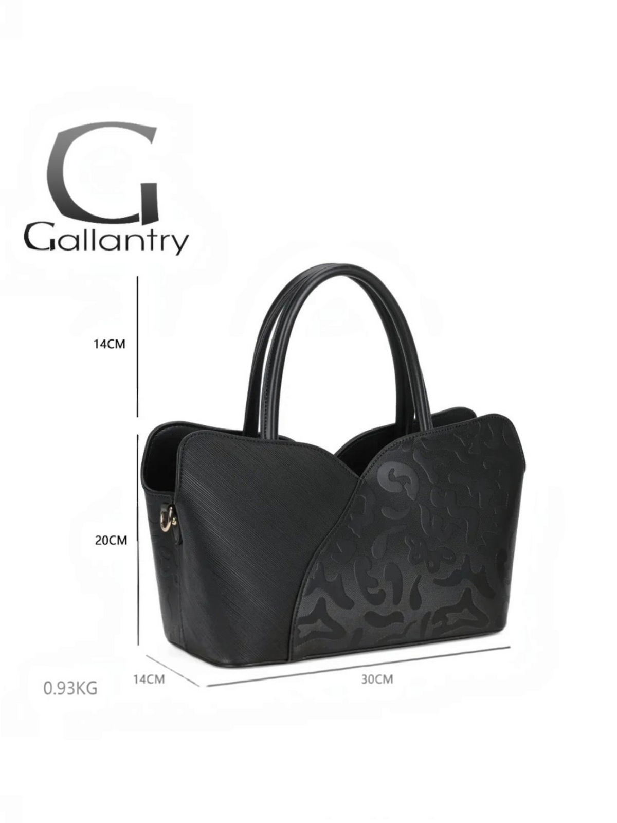Sac à main noir BROCK GALLANTRY en polyuréthane avec motifs ton sur ton, anses et silhouette structurée