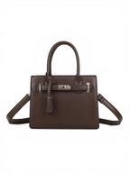 Sac à main BROCK GALLANTRY Elina marron en cuir synthétique grainé avec fermoir twist doré et bandoulière amovible