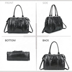 Sac à main grand format BROCK GALLANTRY Skyla noir métallisé avec anses, bandoulière et poches zippées