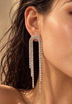Boucles d’oreilles arche à franges strass ÉLINE L’ATELIER