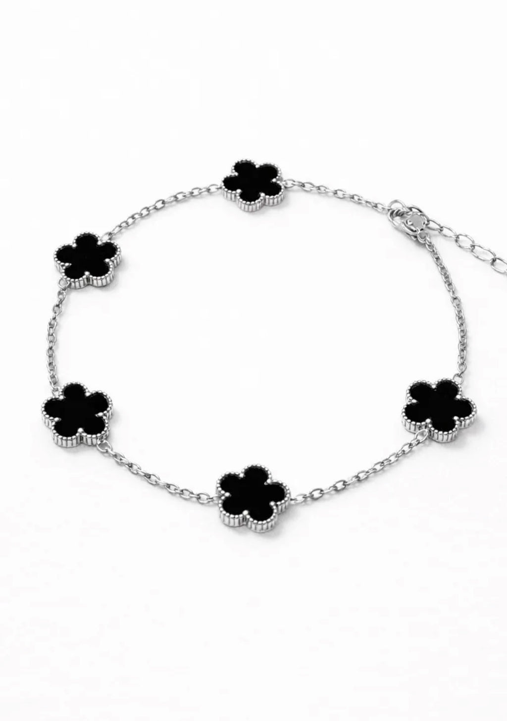Bracelet trèfles noirs en acier inoxydable ÉLINE L'ATELIER