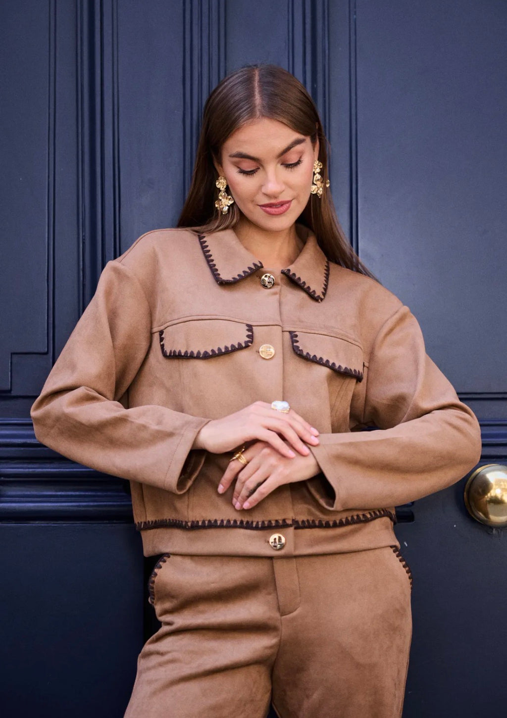 Ensemble veste et pantalon en suédine frime