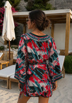 Kimono femme imprimé multicolore à nouer FRIME