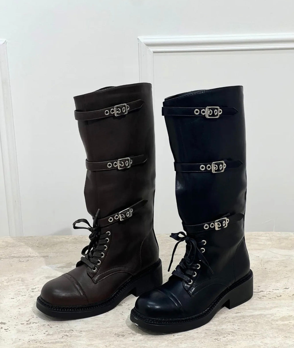 Boots Femme Stephan Paris — Synthétique Noir & Marron