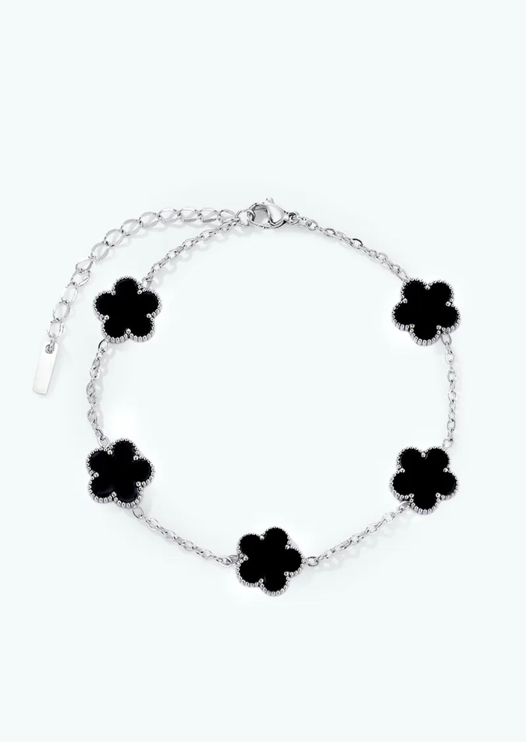 Bracelet trèfles noirs en acier inoxydable ÉLINE L'ATELIER