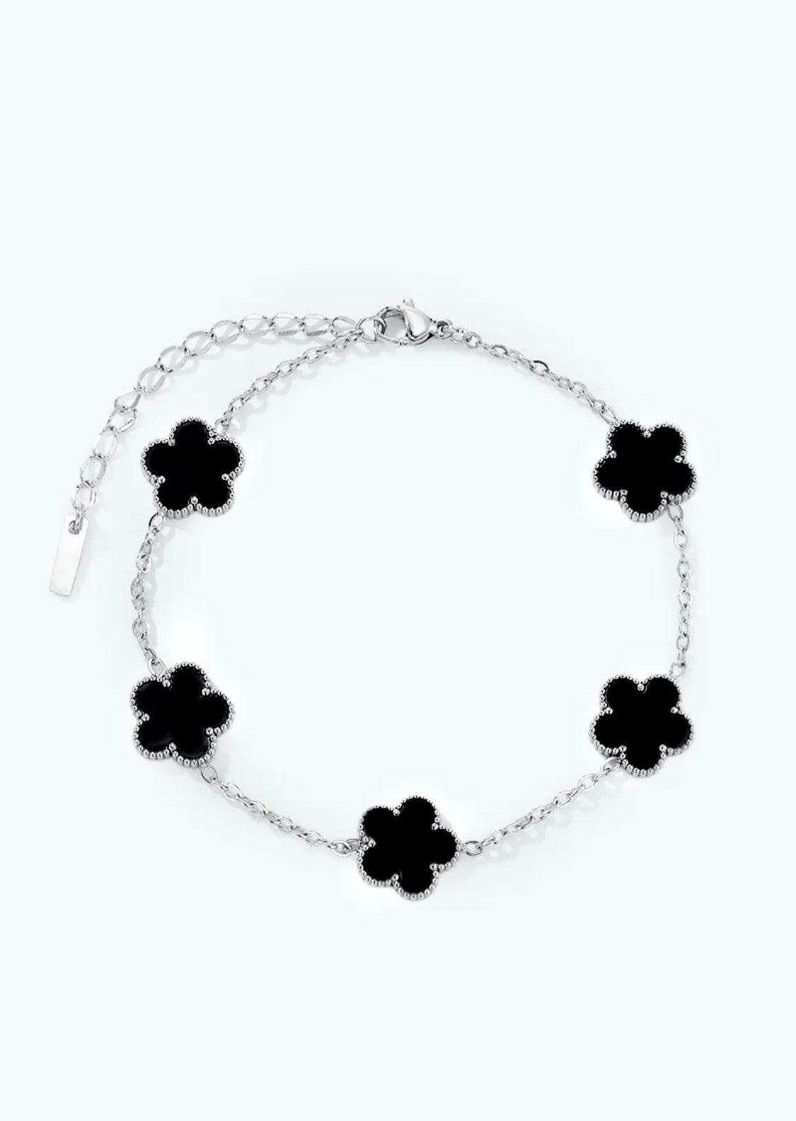 Bracelet trèfles noirs en acier inoxydable ÉLINE L'ATELIER