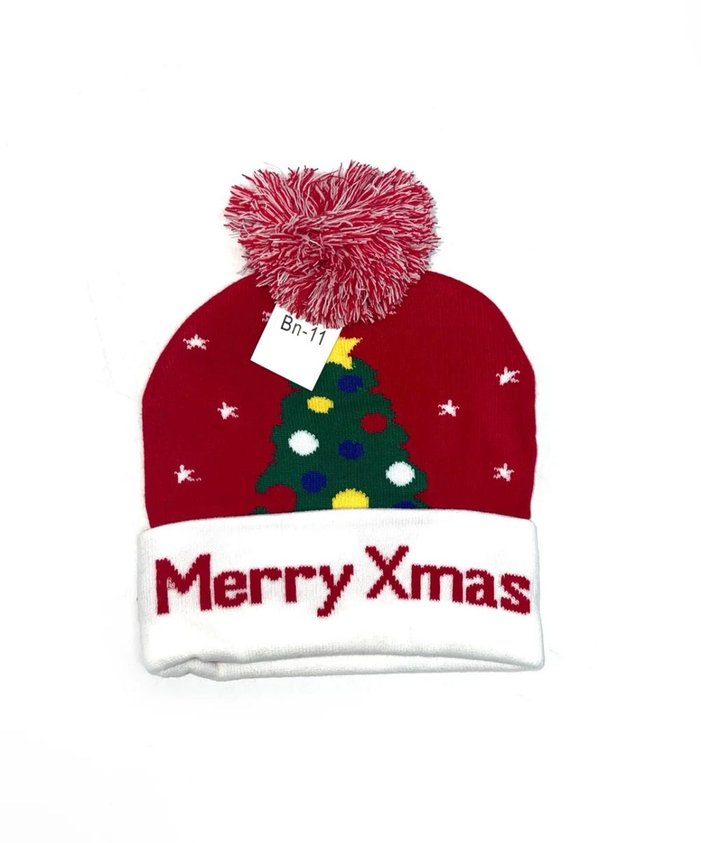 Bonnet de Noël à pompon et motifs festifs LINETA