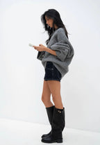 Bottes hautes noires à brides STEPHAN PARIS