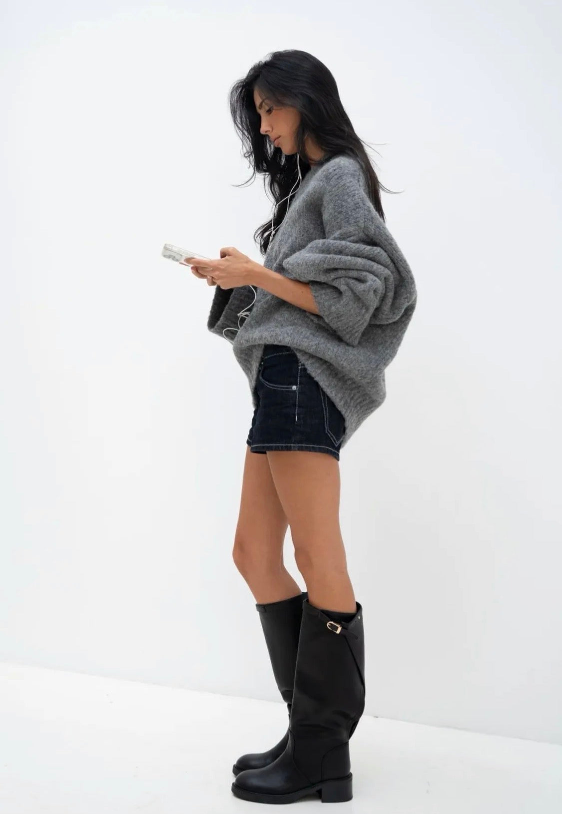 Bottes hautes noires à brides STEPHAN PARIS