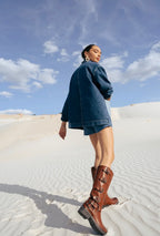 Bottes camel en matière synthétique STEPHAN PARIS
