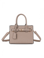 Sac à main BROCK Gallantry Elina beige en cuir synthétique grainé avec fermoir twist doré et bandoulière amovible