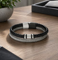 Bracelet cuir et acier inoxydable ÉLINE L'ATELIER