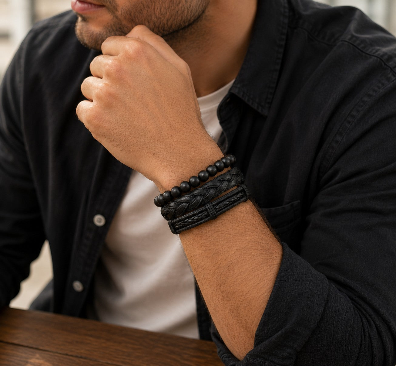 Bracelet homme matières naturelles ÉLINE L'ATELIER