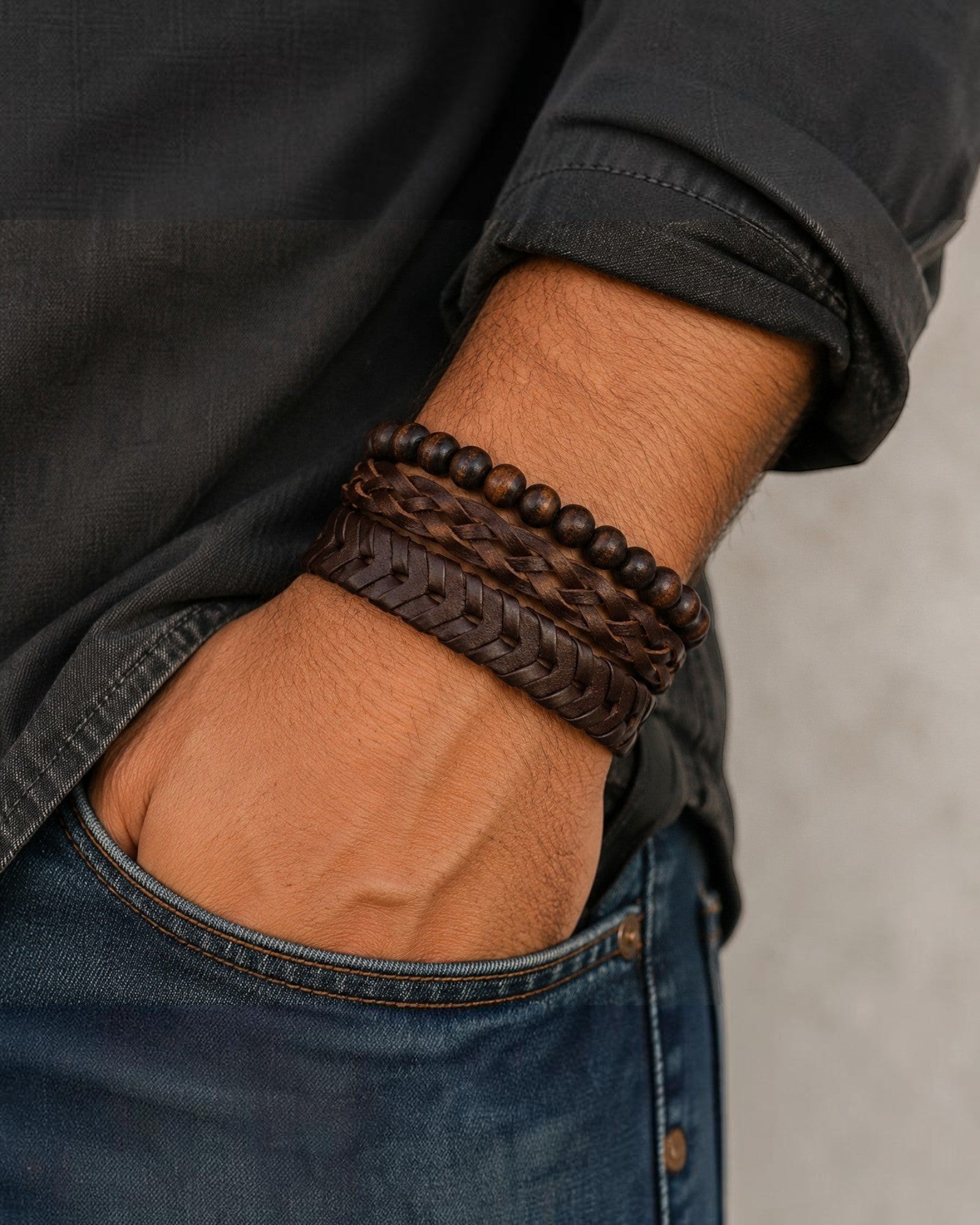 Bracelet homme matières naturelles ÉLINE L'ATELIER