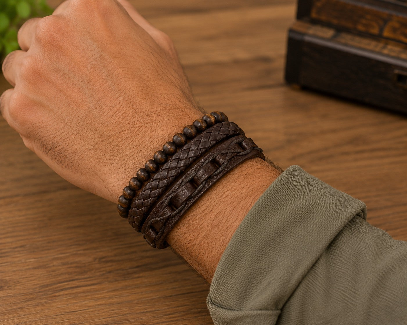 Bracelet homme matières naturelles ÉLINE L'ATELIER