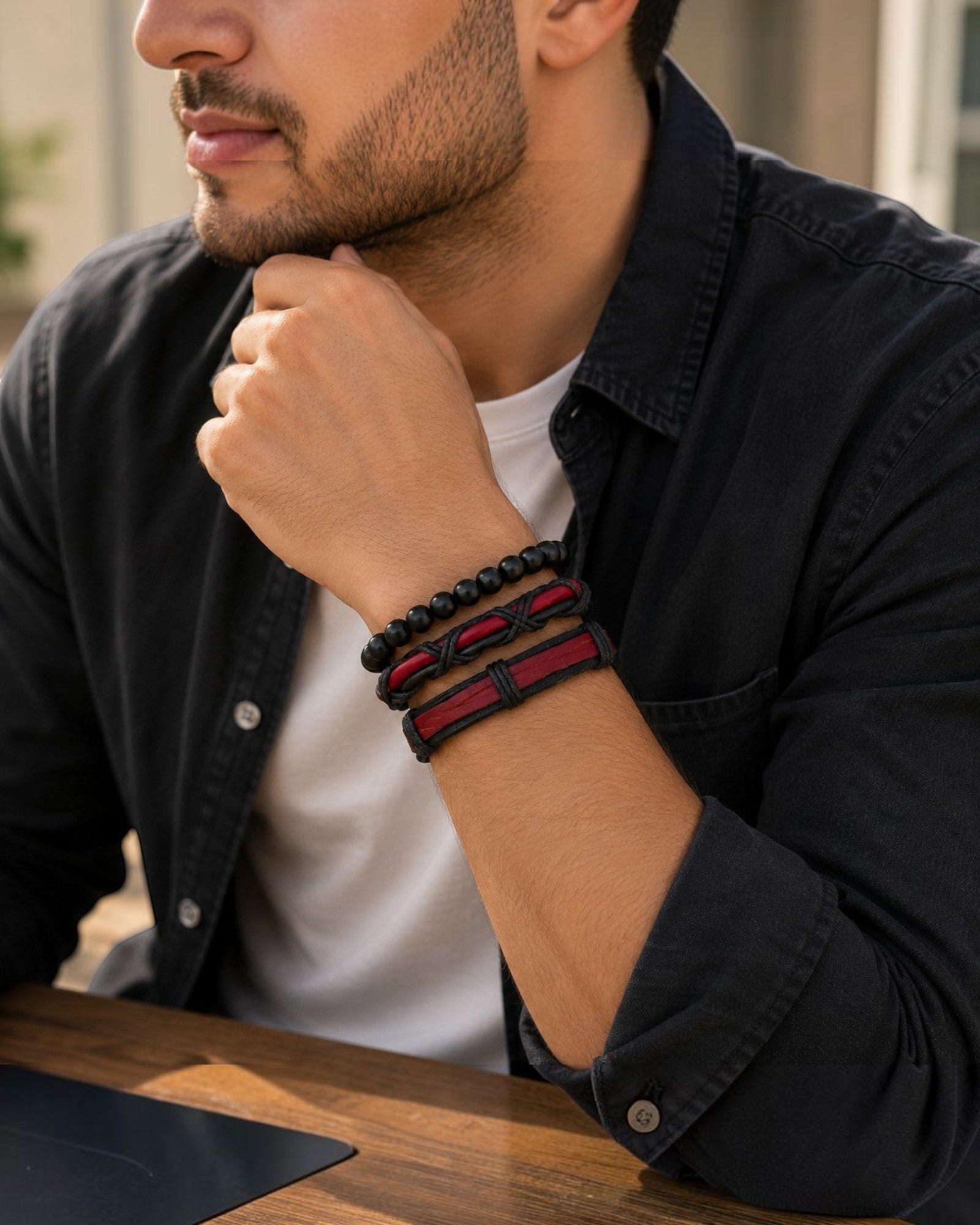 Bracelet homme matières naturelles ÉLINE L'ATELIER