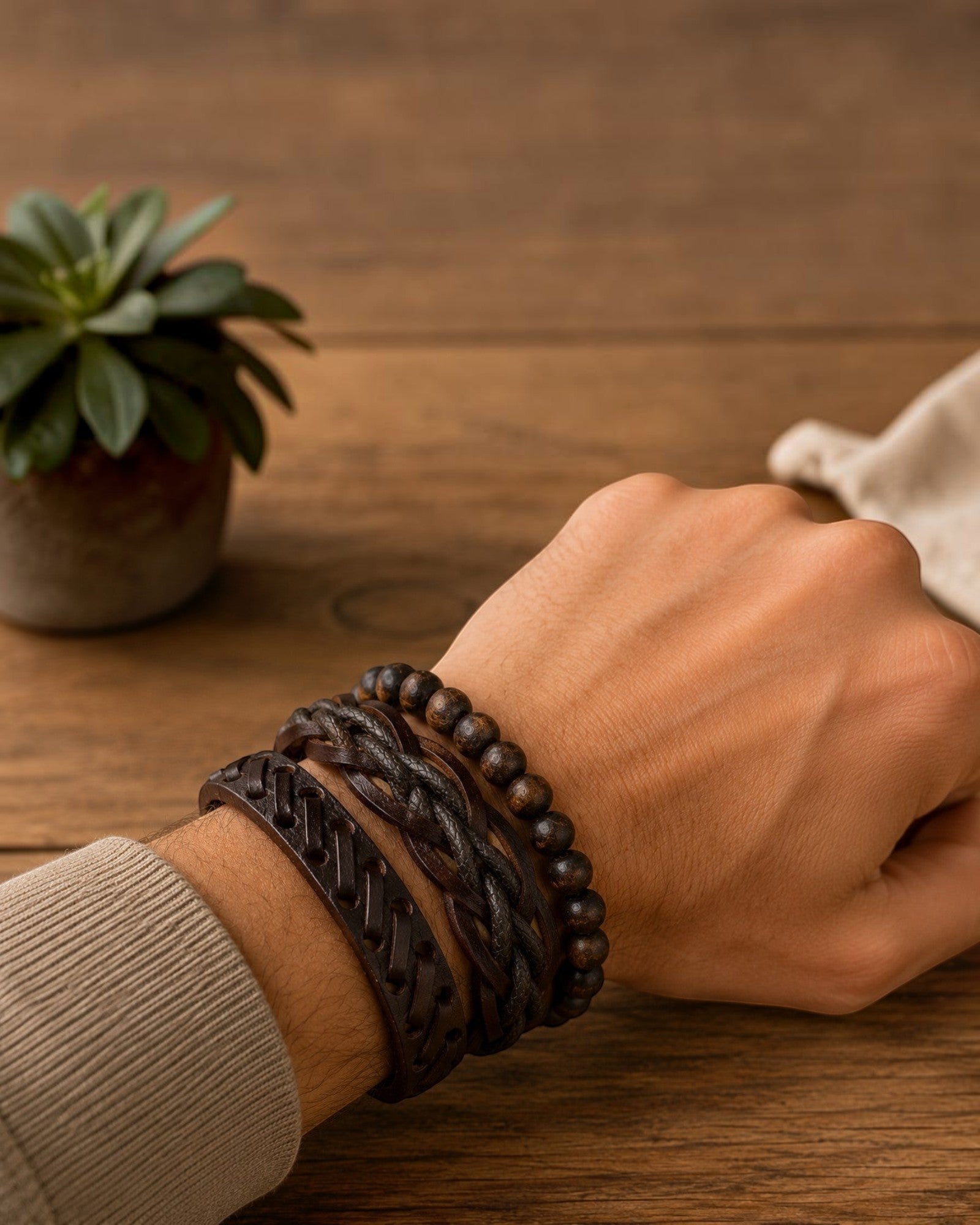 Bracelet homme matières naturelles ÉLINE L'ATELIER
