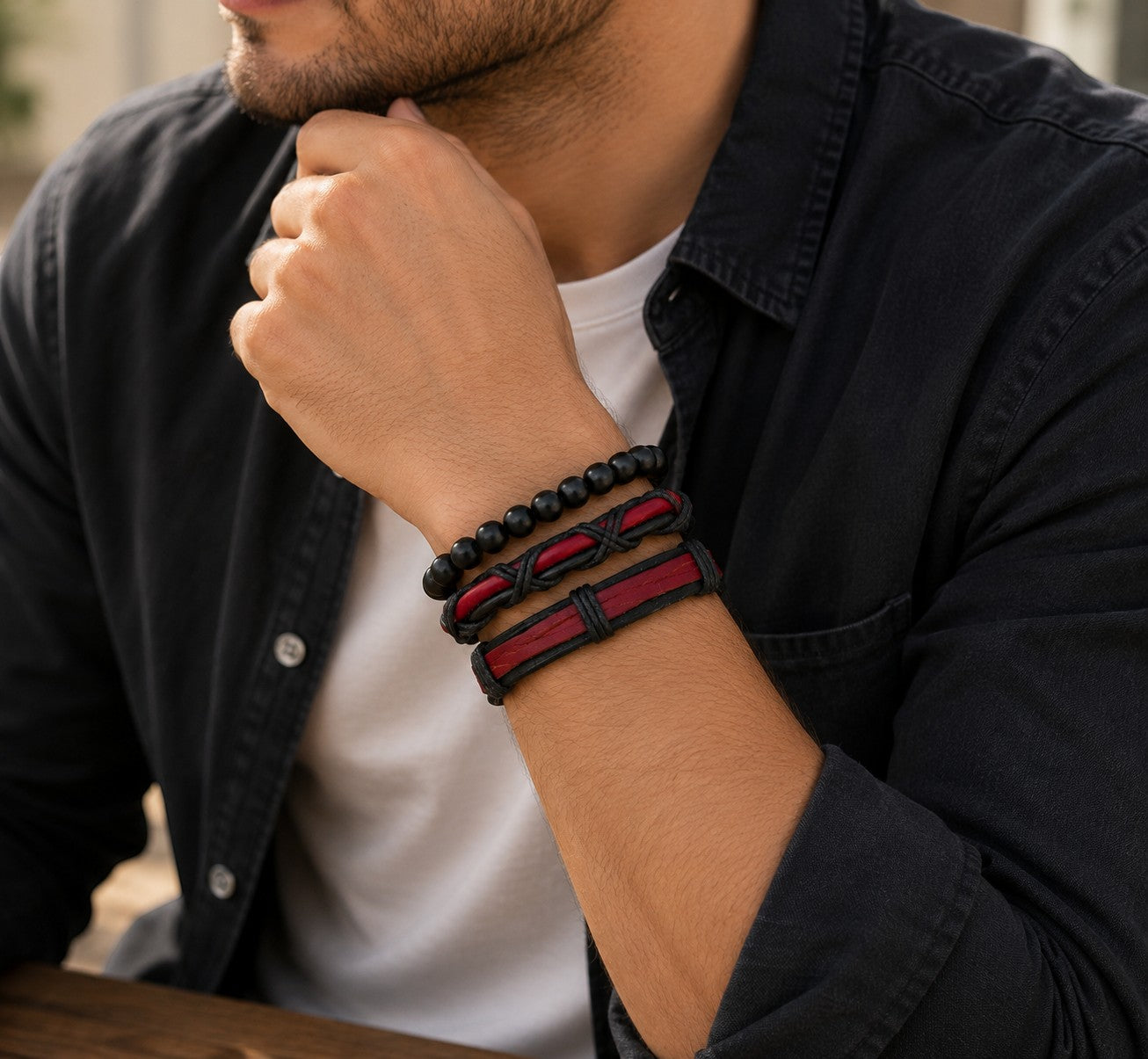 Bracelet homme matières naturelles ÉLINE L'ATELIER