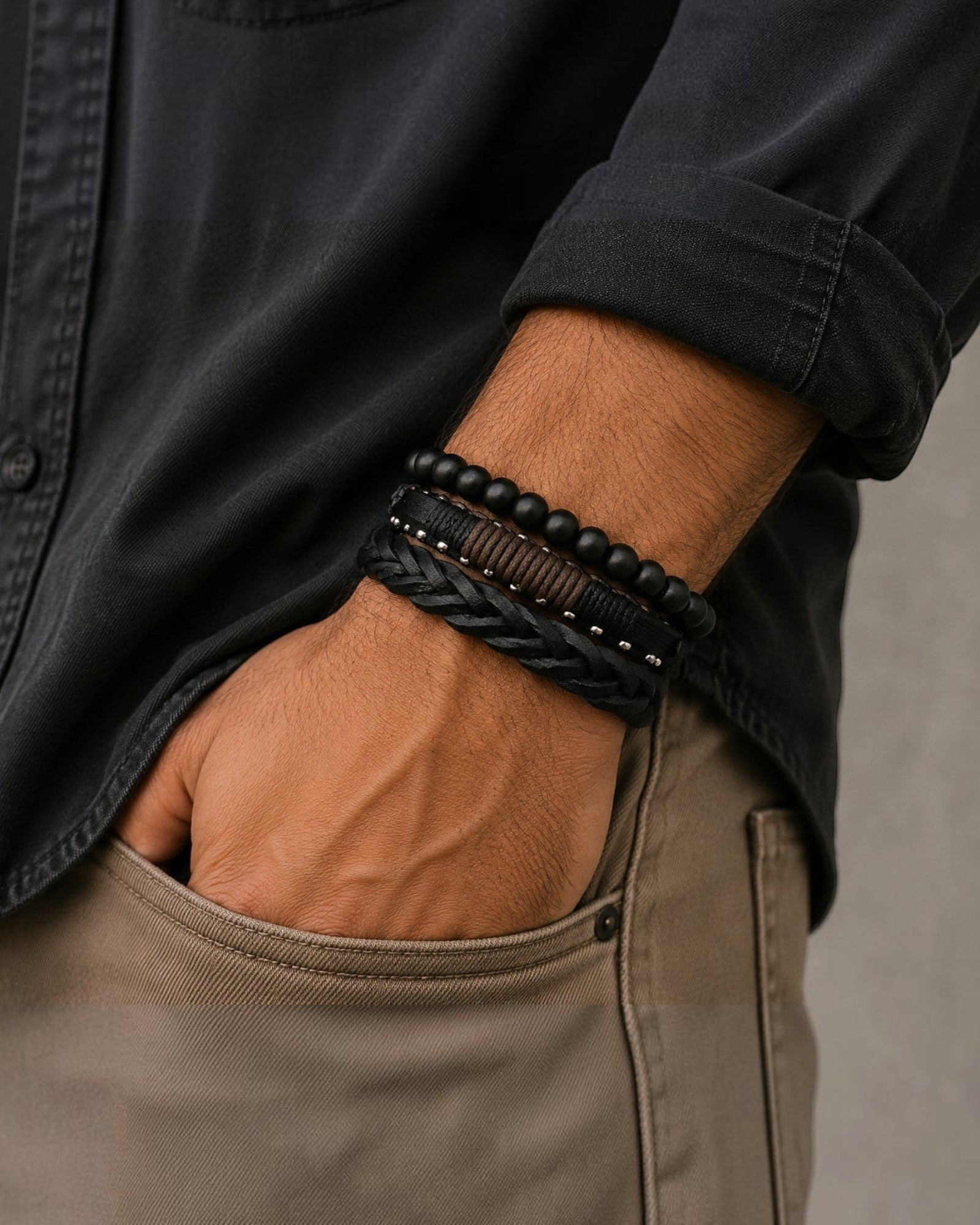 Bracelet homme matières naturelles ÉLINE L'ATELIER