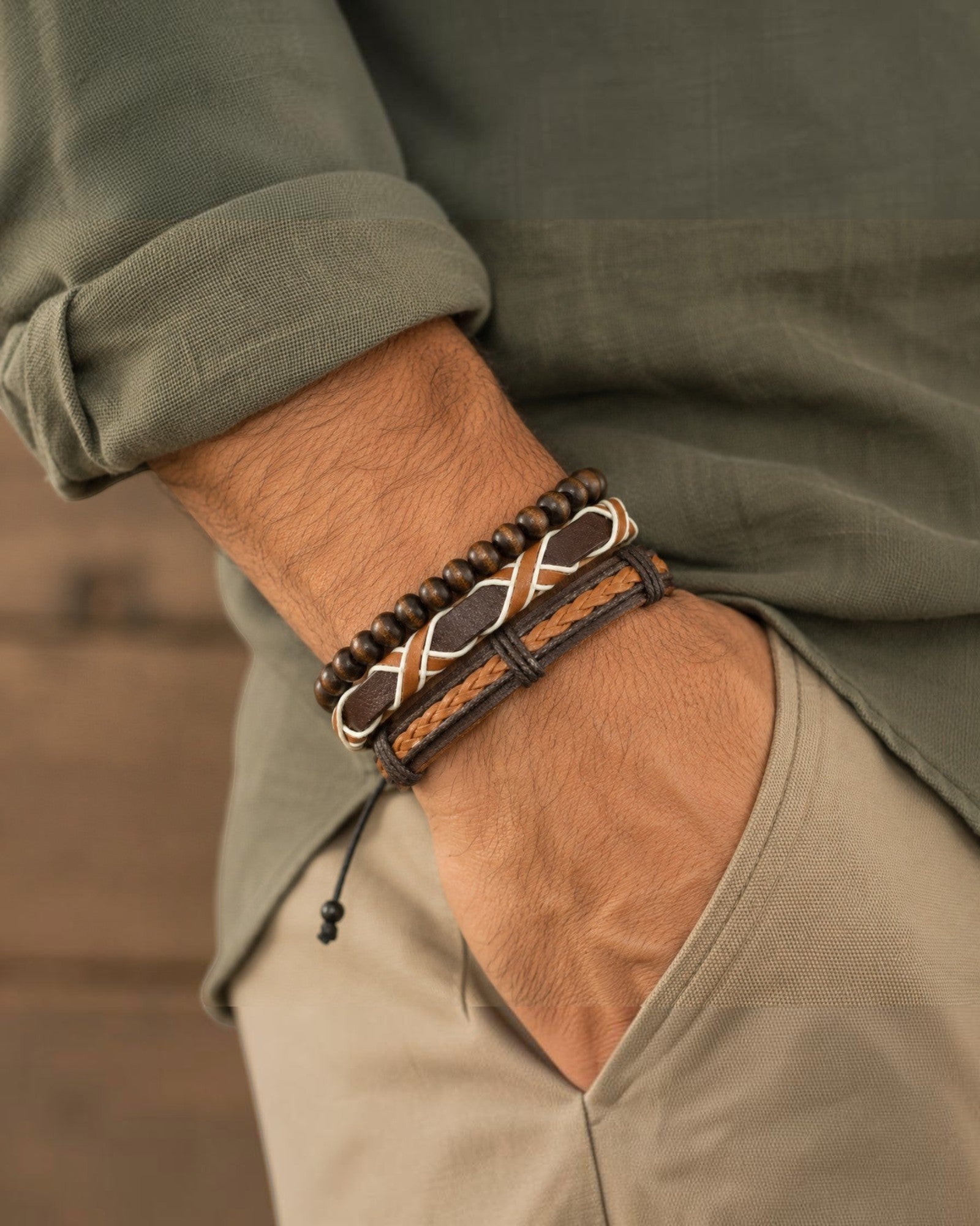 Bracelet homme matières naturelles ÉLINE L'ATELIER