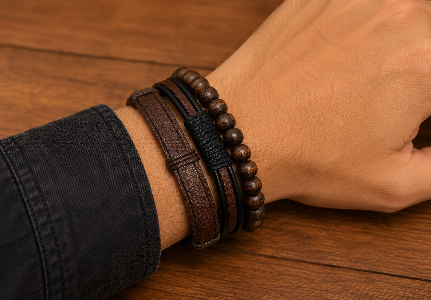 Bracelet homme matières naturelles ÉLINE L'ATELIER
