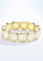 Bracelet élastique cristaux irisés multicolores monture dorée