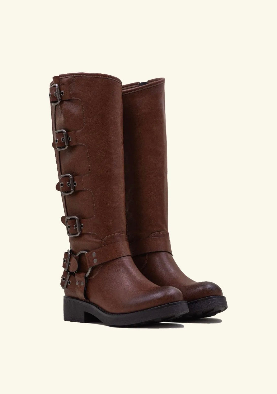 Bottes camel en matière synthétique STEPHAN PARIS