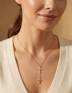 Collier Y double croix doré Éline l’atelier