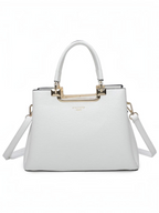 Sac à main structuré blanc BROCK GALLANTRY en cuir synthétique texturé avec détails métalliques dorés et bandoulière