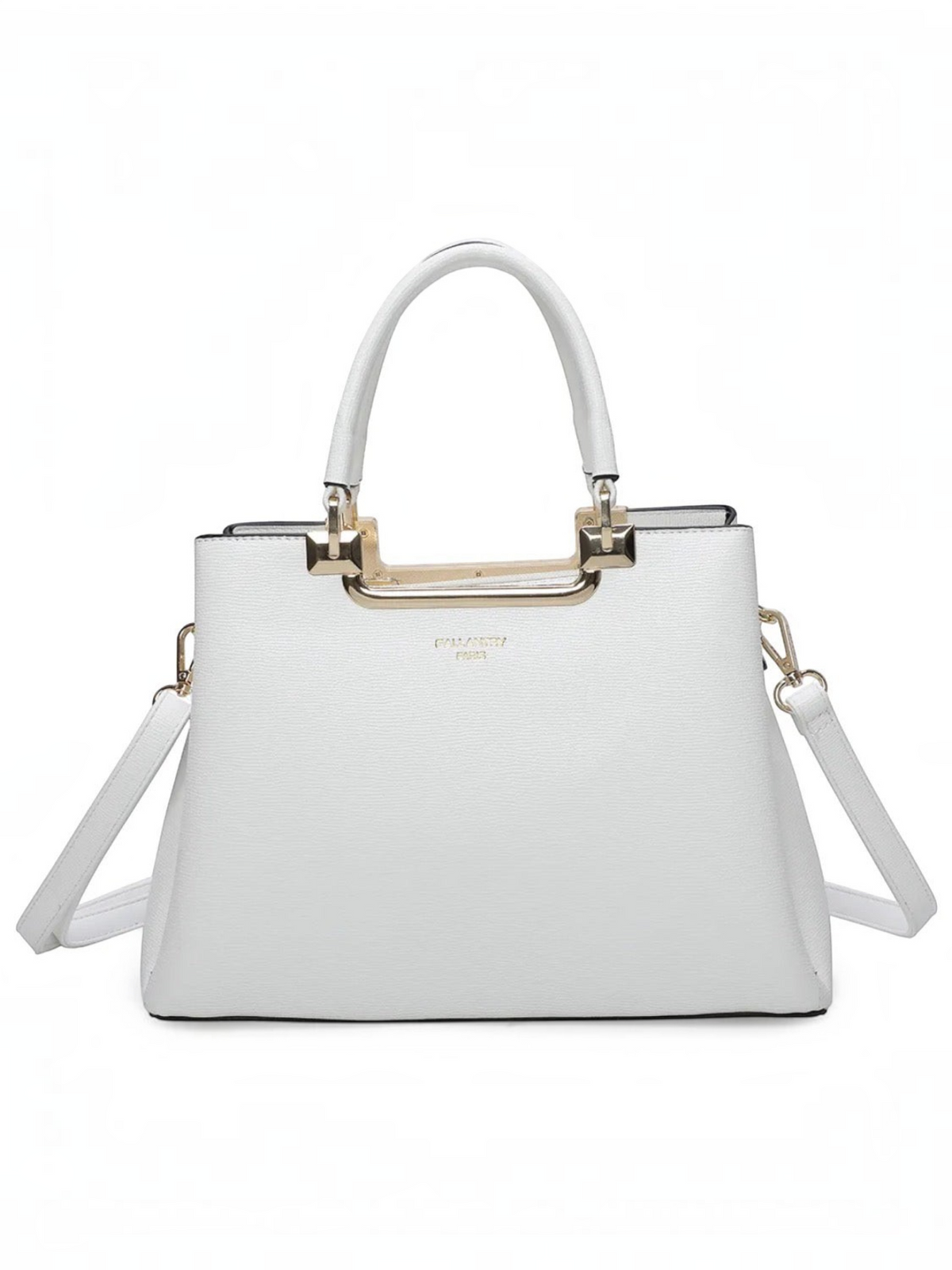 Sac à main structuré blanc BROCK GALLANTRY en cuir synthétique texturé avec détails métalliques dorés et bandoulière