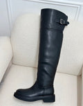Bottes hautes noires à boucle style cavalier STEPHAN PARIS