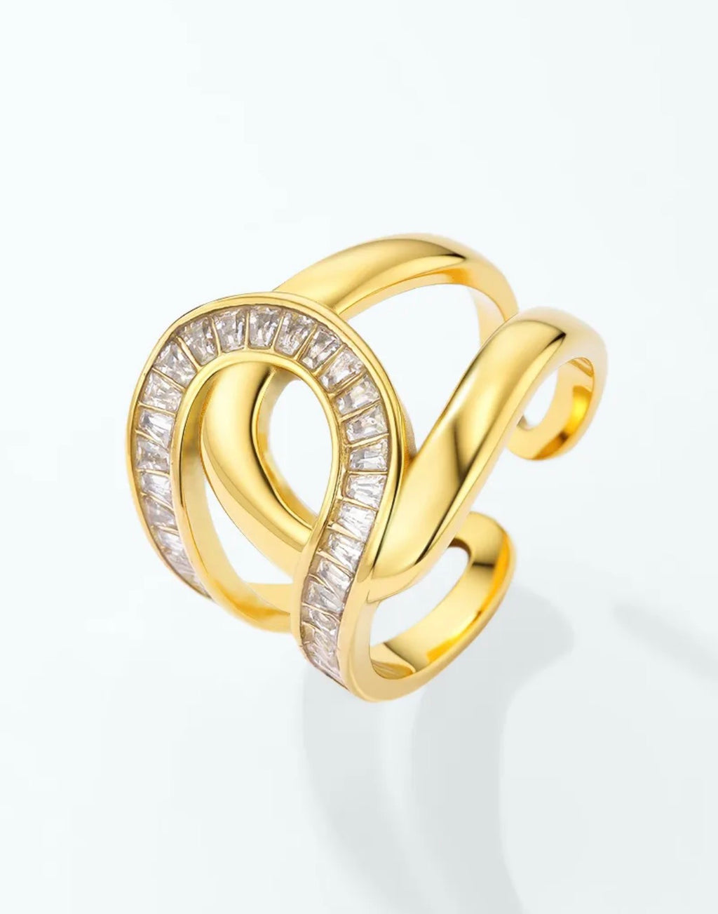 Bague dorée entrelacée à pierres ÉLINE L’ATELIER