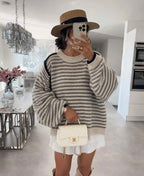 Pull Oversize Maille Rayée Bordures Contrastantes FORCYMA