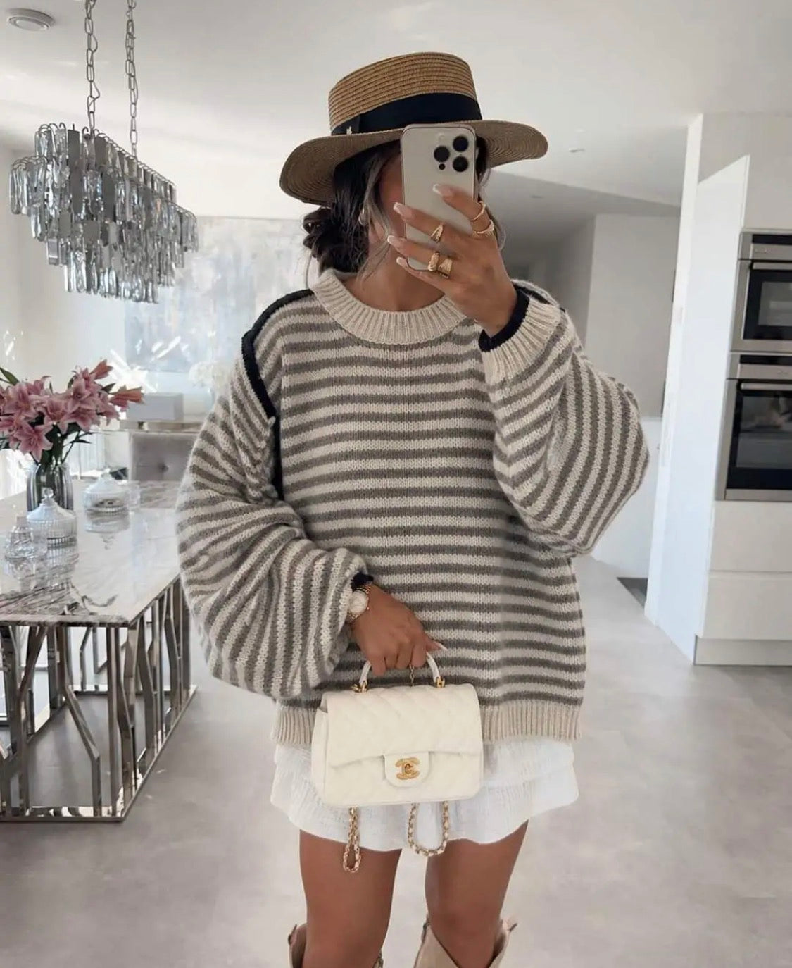 Pull Oversize Maille Rayée Bordures Contrastantes FORCYMA