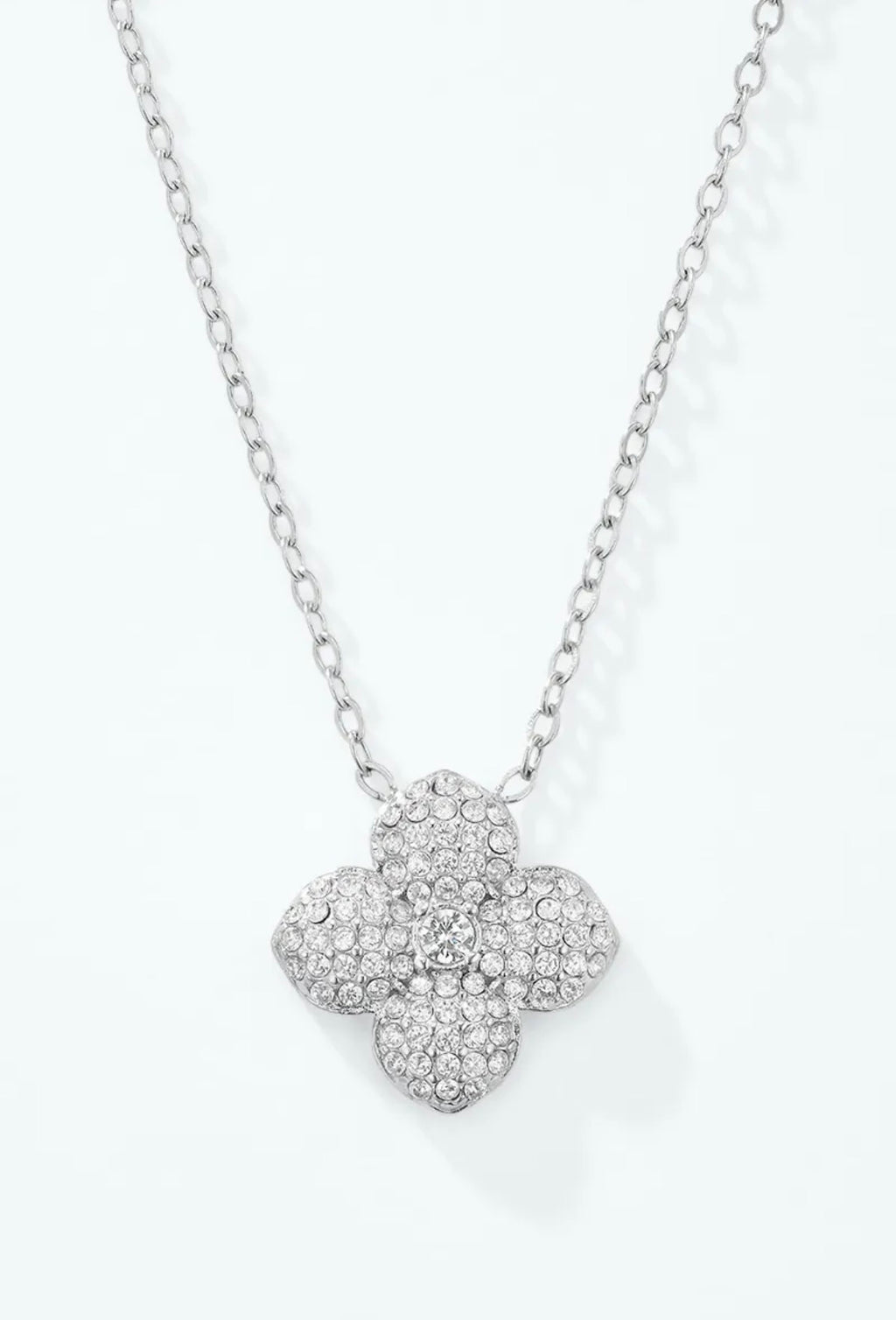 Collier chaîne fine trèfle pavé zircons ÉLINE L'ATELIER