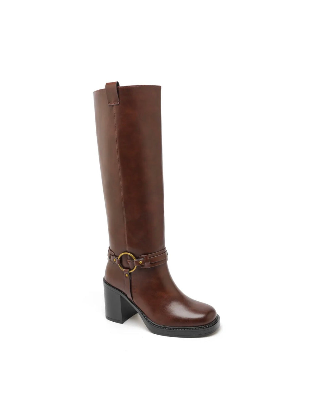 Bottes hautes à anneau et talon bloc STEPHAN PARIS