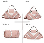Sac à main patchwork géométrique rose & blanc GALLANTRY