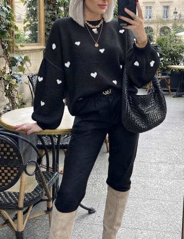 Pull motif cœur taille unique — ESTEES BROWN