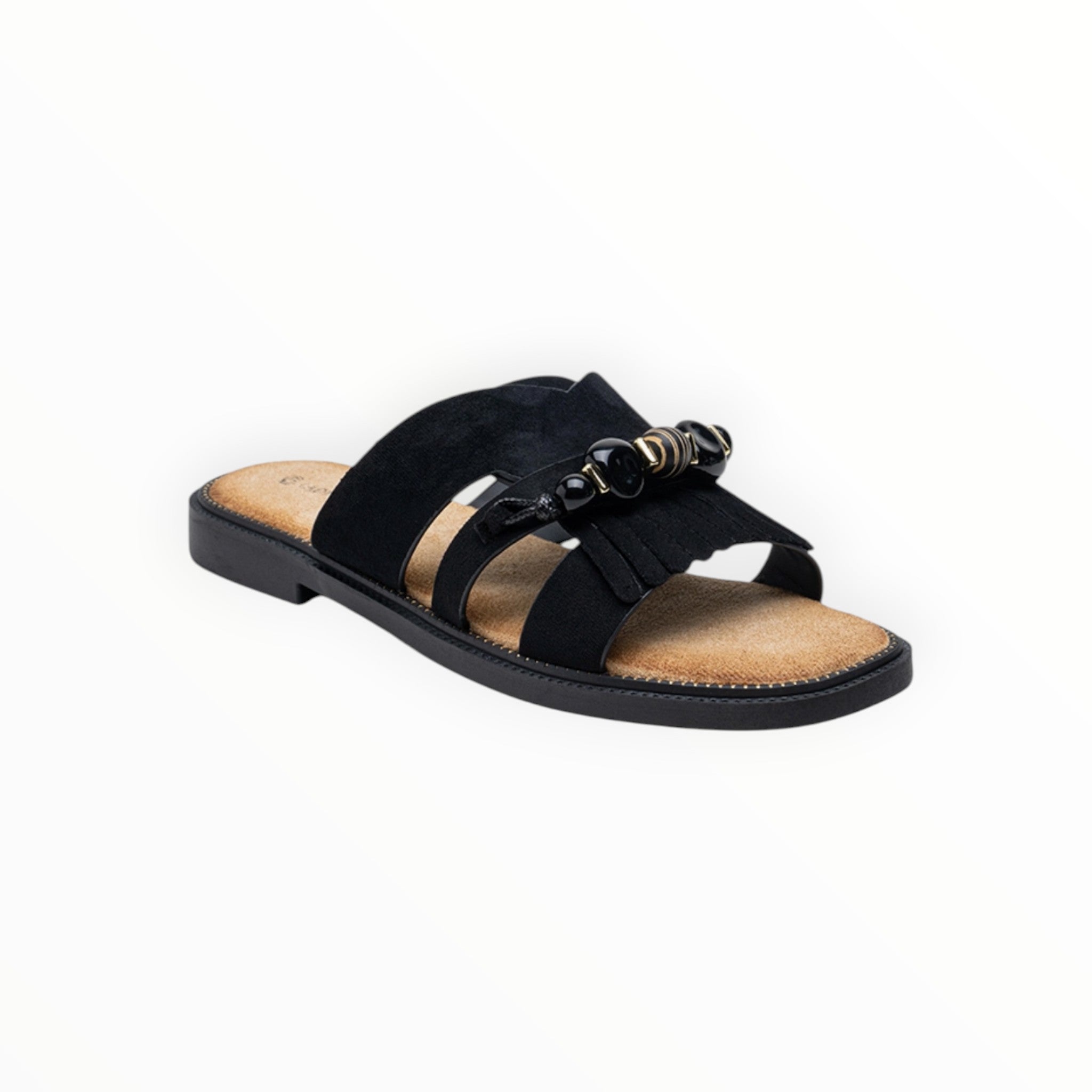 Mules Bohèmes Femme avec Franges et Perles Ethniques - Lady Glory - Chaussures Femme - LADY GLORY