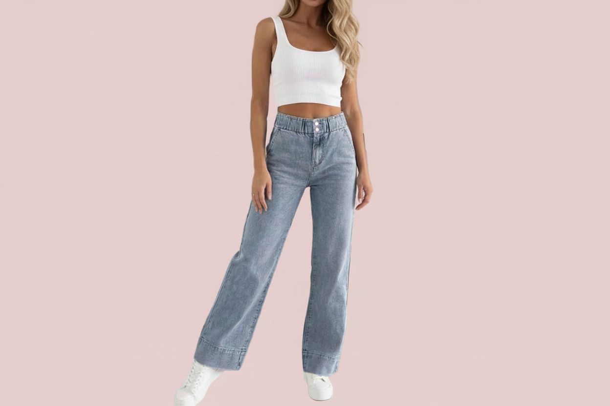 Jean Wide Leg Taille Haute Ultra-Stretch - Estee Brown