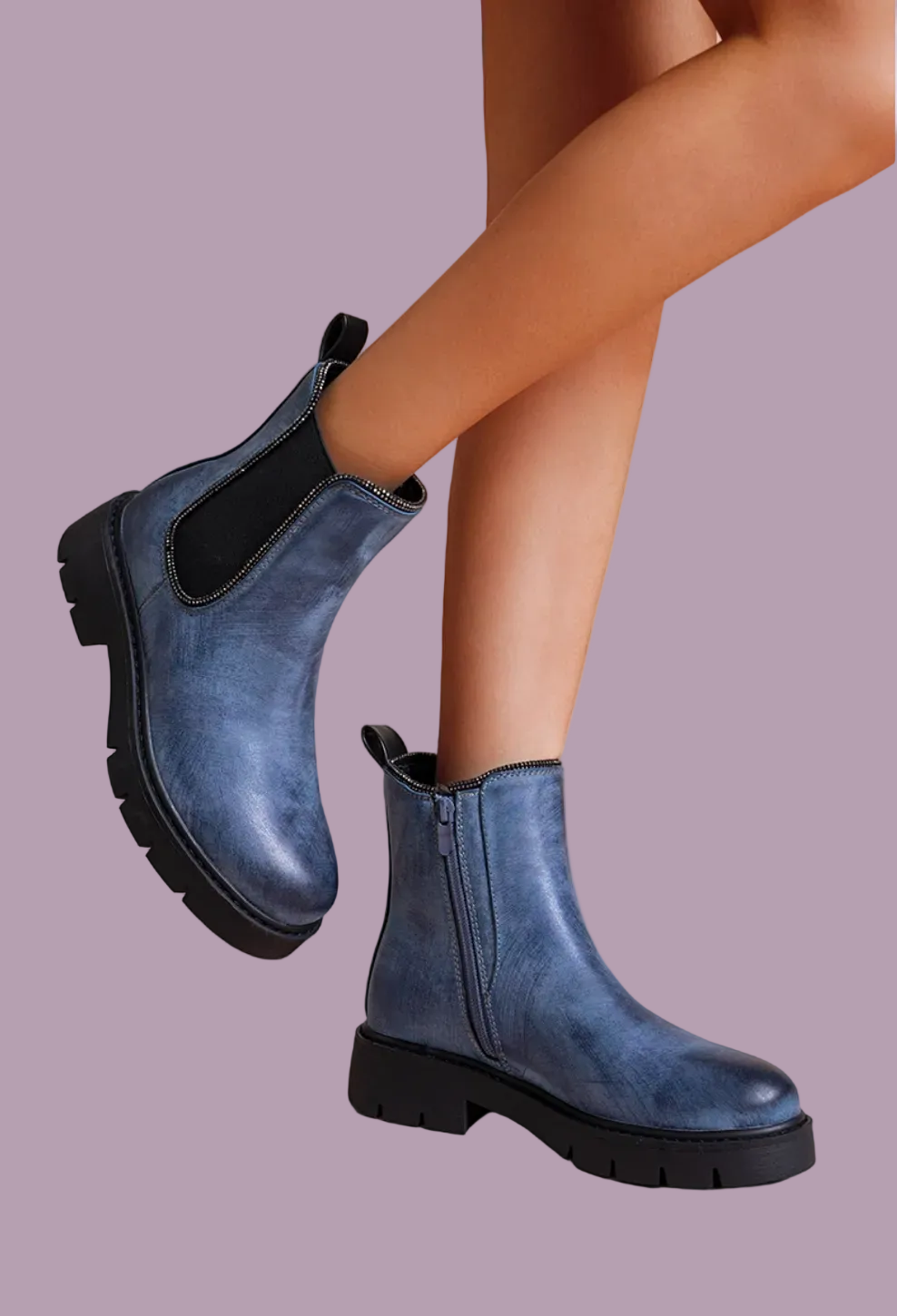 Bottines Chelsea Semelle Crantée Épaisse Goussets Élastiques – LADY GLORY