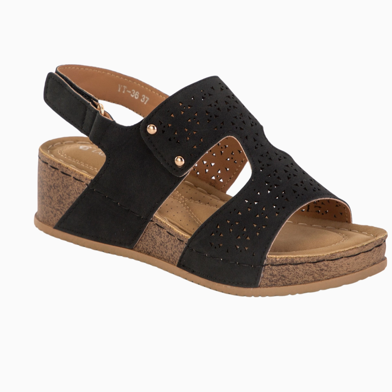 Sandale Compensée Scratch Motifs Perforés PU Bohème – LADY GLORY