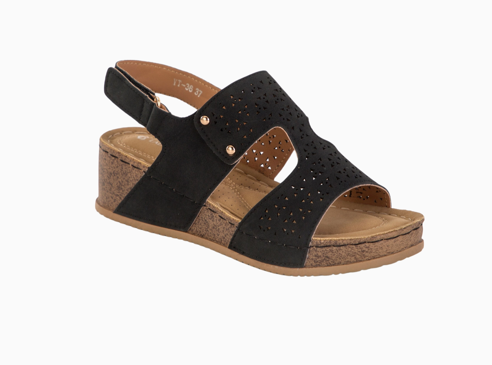 Sandale Compensée Scratch Motifs Perforés PU Bohème – LADY GLORY