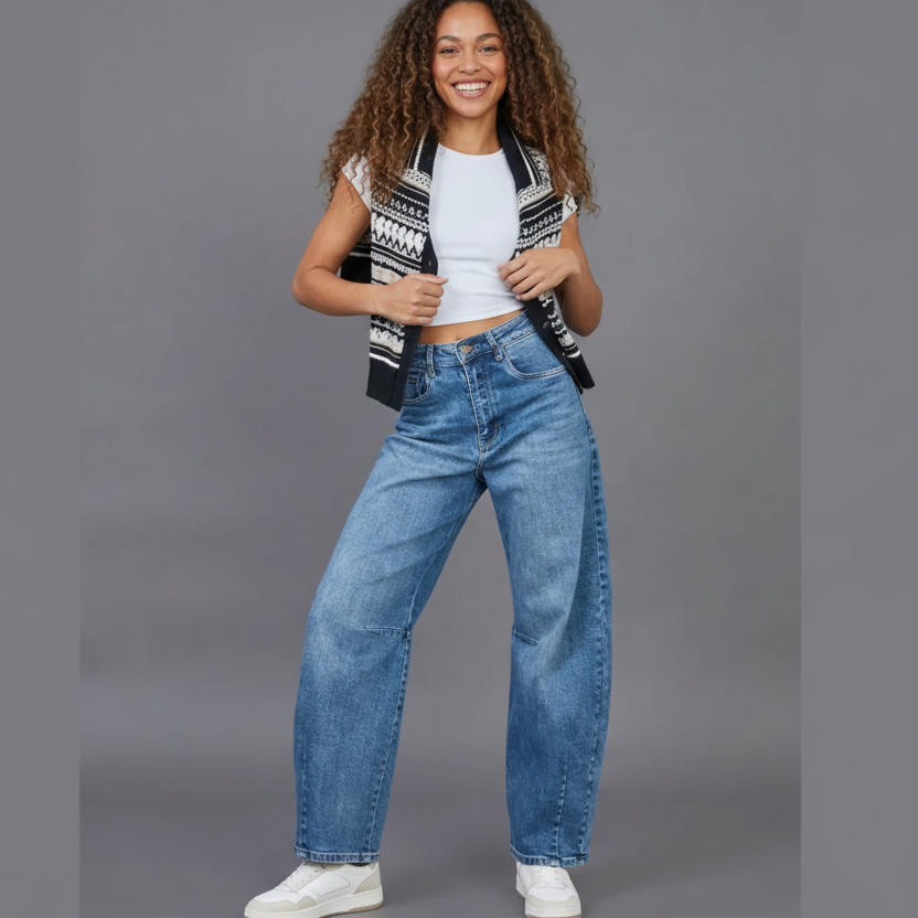 Jeans Femme Barrel Louisa - Taille Haute Coupe Arrondie