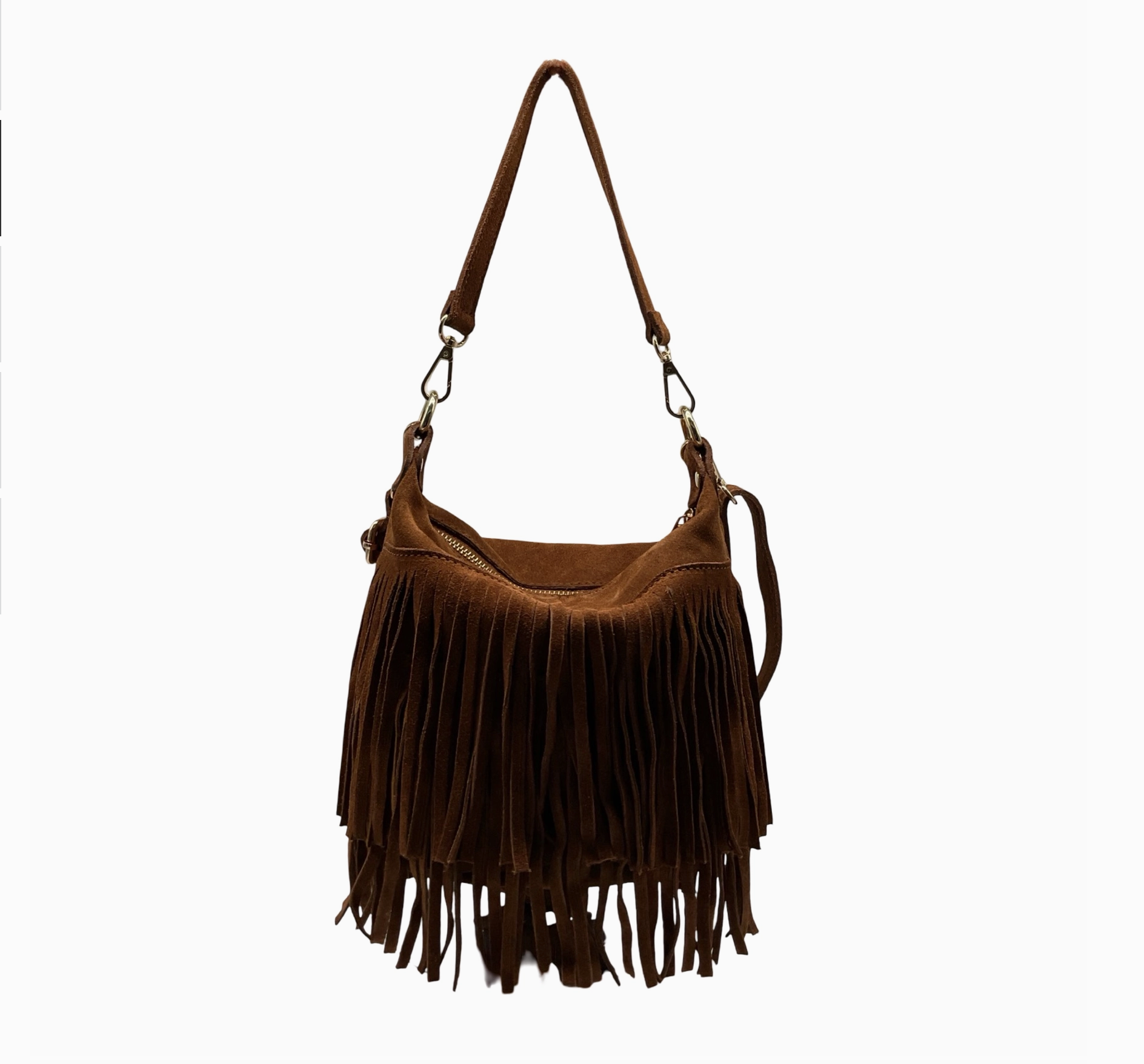 Sac Bandoulière Cuir Suédé Franges Chantale LOUISA LEE - Sacs - LOUISA LEE