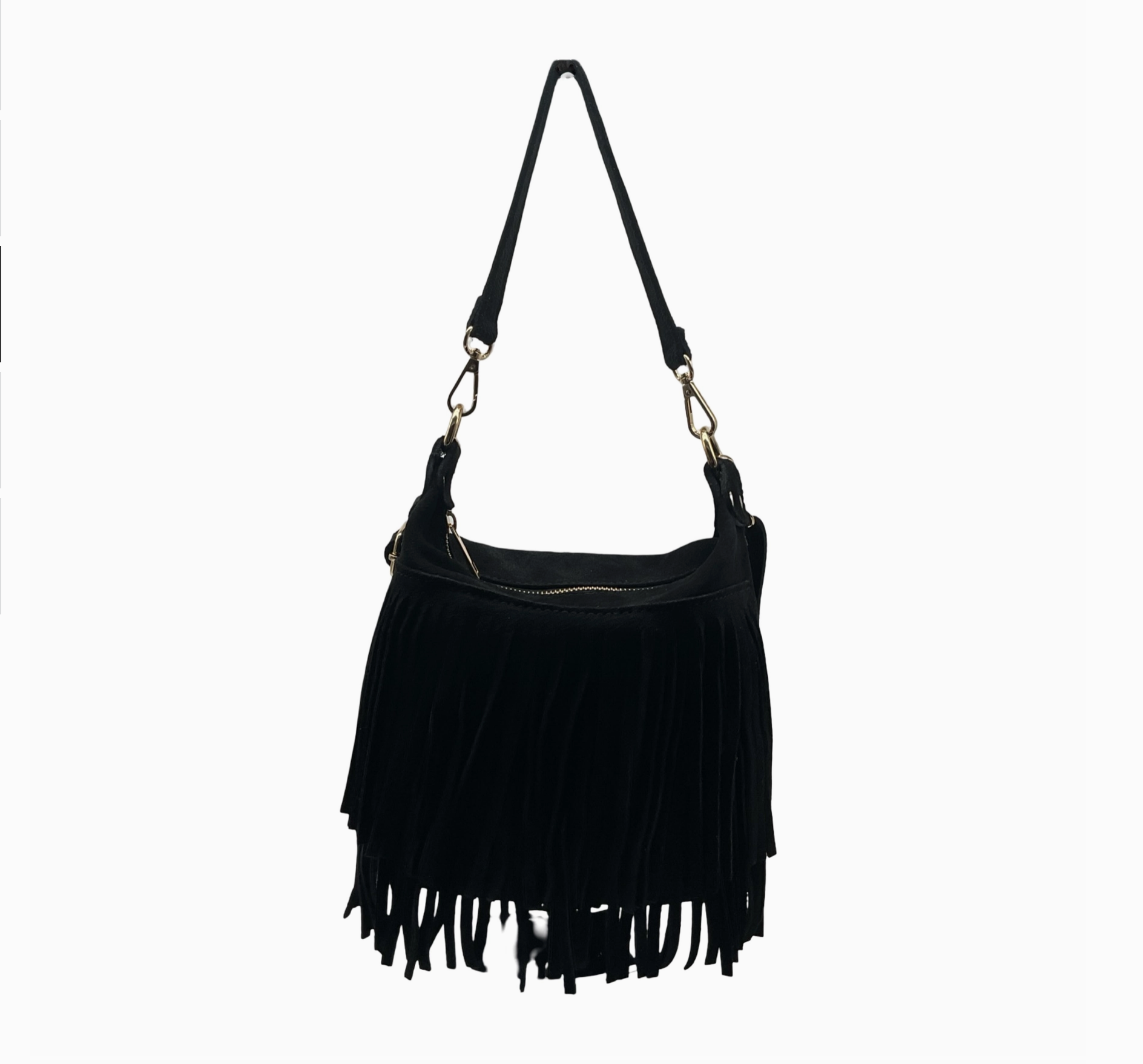 Sac Bandoulière Cuir Suédé Franges Chantale LOUISA LEE - Sacs - LOUISA LEE