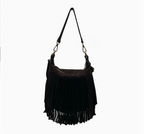 Sac Bandoulière Cuir Suédé Franges Chantale LOUISA LEE