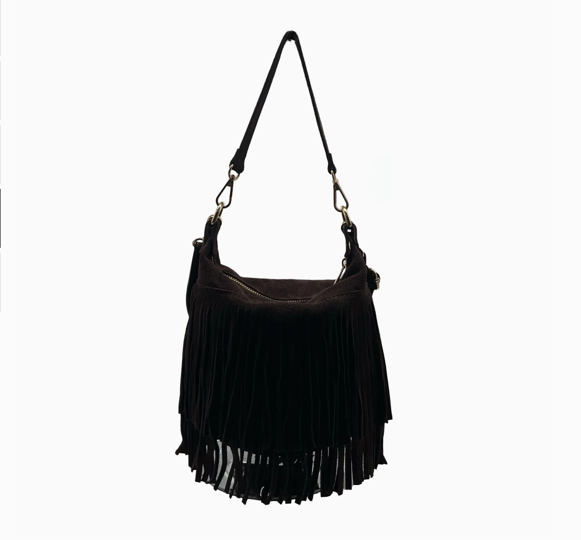 Sac Bandoulière Cuir Suédé Franges Chantale LOUISA LEE - Sacs - LOUISA LEE