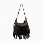Sac Bandoulière Cuir Suédé Franges Chantale LOUISA LEE